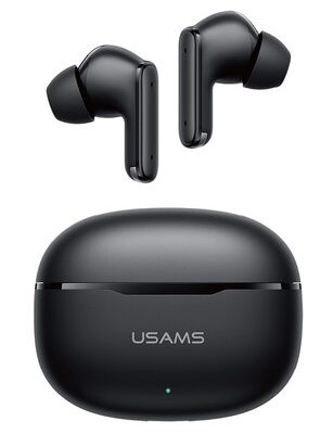 USAMS earphones με θήκη φόρτισης E05, True Wireless, BT 6.0, μαύρα