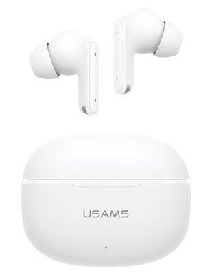 USAMS earphones με θήκη φόρτισης E05, True Wireless, BT 6.0, λευκό