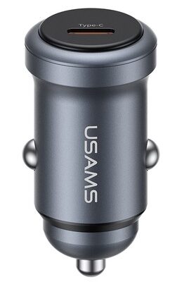 USAMS φορτιστής αυτοκινήτου CC321, USB-C, 30W, γκρι
