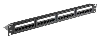 POWERTECH patch panel NETW-0046 για rack 19"/1U, 24 θυρών, CAT 6 UTP, μαύρο