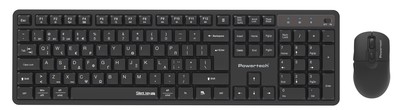 POWERTECH set ασύρματο ποντίκι & πληκτρολόγιο PT-1540, 2.4GHz & Bluetooth, αθόρυβο, μαύρο