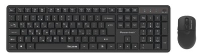 POWERTECH set ασύρματο ποντίκι & πληκτρολόγιο PT-1541, 2.4GHz, αθόρυβο, μαύρο