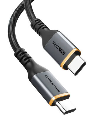 CABLETIME καλώδιο USB-C CT-CM100, 100W PD, 1m, μαύρο