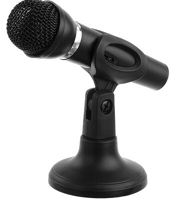 POWERTECH μικρόφωνο PT-859, με βάση, δυναμικό, 3.5mm, μαύρο