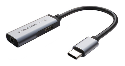 CABLETIME αντάπτορας USB-C σε USB-C & 3.5mm CT-CMACD, γκρι