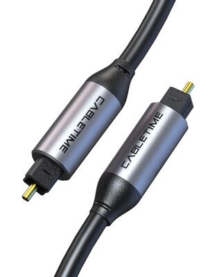 CABLETIME καλώδιο ήχου Toslink CT-AV380-P04GN, gold plated, 5mm, 1m, μαύρο