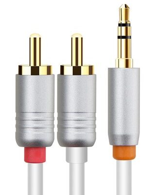 CABLETIME καλώδιο ήχου 3.5mm σε 2x RCA CT-AV314-P12G, 1m, λευκό