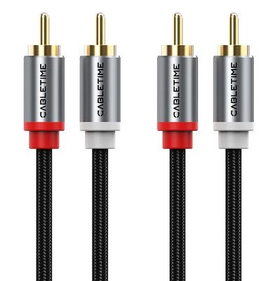 CABLETIME καλώδιο ήχου 2x RCA σε 2x RCA CT-RCA, 1m, μαύρο