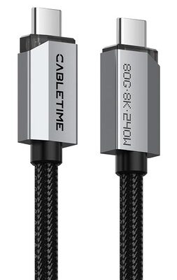 CABLETIME καλώδιο USB-C CT-USB4V2, USB4, 240W, 80Gbps, 8K/60Hz, 1m, μαύρο