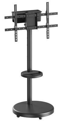 BRATECK βάση τηλεόρασης δαπέδου FS38-46TWE, 37-86", έως 50kg, με ράφι & cable management, ροδάκια, μαύρη
