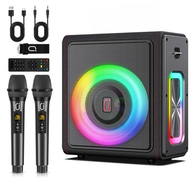 JYX φορητό ηχείο MS75 με 2x μικρόφωνα & ασύρματο χειριστήριο, 15W, 6000mah, RGB φωτισμός, μαύρο