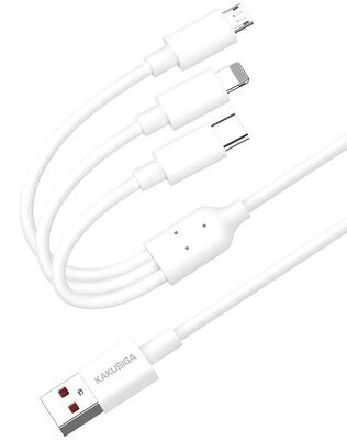KAKUSIGA καλώδιο USB σε USB-C/Lightning/Micro USB KSC-1021, 5A, 1.2m, λευκό