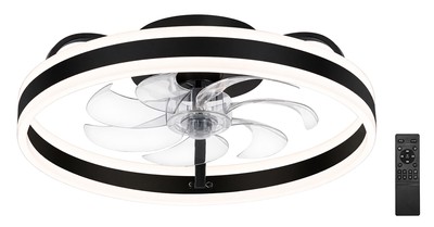 POWERTECH ανεμιστήρας οροφής PT-1560 με LED φως, 45W, Φ50x20cm, μαύρος