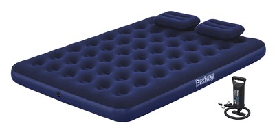 BESTWAY φουσκωτό στρώμα 67374 με τρόμπα & 2x μαξιλάρια, διπλό, 203x152x22cm, μπλε