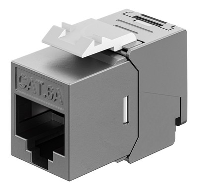 GOOBAY Keystone module RJ45 77942, CAT 6A STP, slim & short, toolfree, ασημί