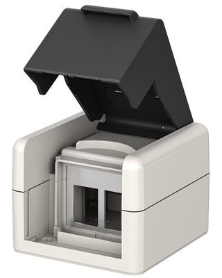 GOOBAY κυτίο για 2x Keystone modules 79169, εξωτερικού χώρου, IP44, λευκό/μαύρο