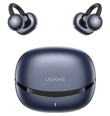 USAMS earphones με θήκη φόρτισης Echo R03, OWS, Φ11mm, 40/300mAh, μπλε