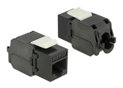 POWERTECH keystone module RJ45 female CAB-N151, Cat.6Α UTP 180°, μαύρο