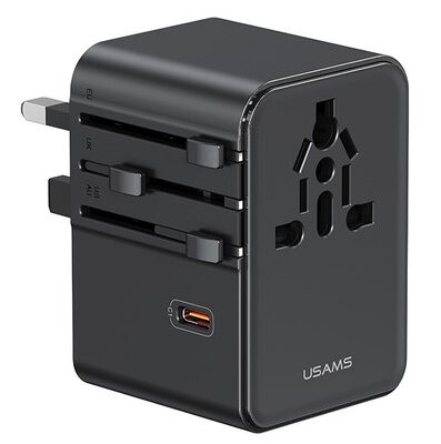 USAMS φορτιστής/αντάπτορας πρίζας CC310, 2x USB & 3x USB-C, universal, 70W, μαύρος