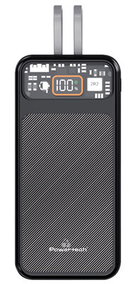 POWERTECH power bank με καλώδια και οθόνη PT-1135 10000mAh, 22.5W, μαύρο