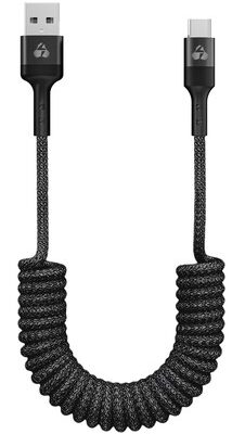 POWERTECH καλώδιο USB-C σε USB PTR-0197 με spiral καλώδιο, PD 60W, 480Mbps, 1m, μαύρο
