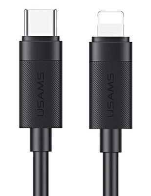 USAMS καλώδιο Lightning σε USB-C SJ781, 30W, 480Mbps, 1m, μαύρο