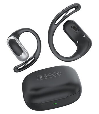 CELEBRAT earphones με θήκη φόρτισης W77, OWS, 12mm, 40/400mAh, μαύρα