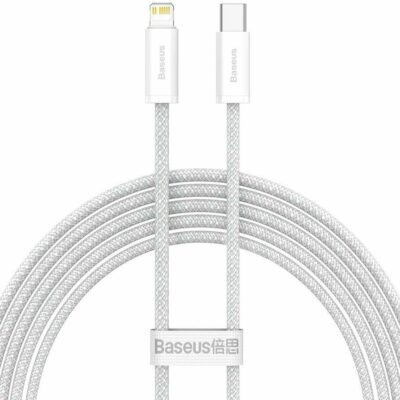 BASEUS DYNAMIC BRAIDED, ΚΑΛΩΔΙΟ ΓΡΗΓΟΡΗΣ ΦΟΡΤΙΣΗΣ, TYPE-C ΣΕ LIGHTNING, 20W, 2m, ΛΕΥΚΟ