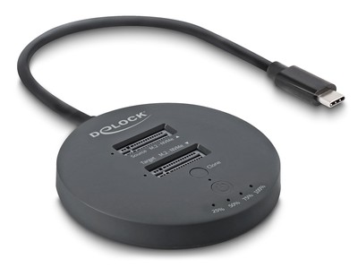 DELOCK docking station για M.2 NVMe PCIe SSD 64364, 2 θέσεων, 20Gbps, clone function, μαύρο