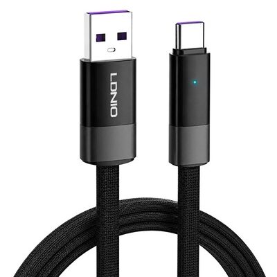 LDNIO καλώδιο USB-C σε USB LS242Q, flat, 100W, 480Mbps, 2m, μαύρο