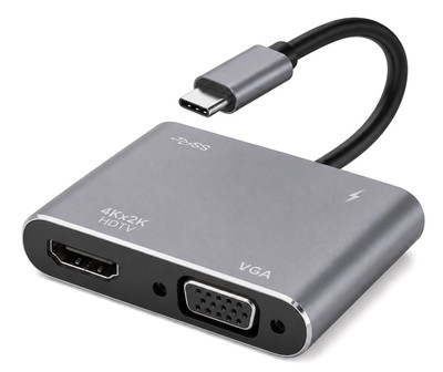 POWERTECH docking station CAB-UC101, 4 θυρών, USB-C, 4K, 100W, γκρι