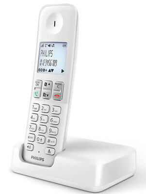 PHILIPS ασύρματο τηλέφωνο D2501W-34, με ελληνικό μενού, λευκό