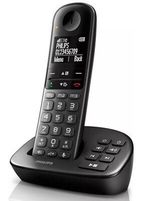 PHILIPS ασύρματο τηλέφωνο XL4951DS/34 ελληνικό μενού, τηλεφωνητής, μαύρο