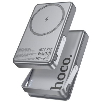 HOCO POWERBVANK Q36A SUNLIGHT, 10000MAH, MAG.WIRELESS CHARGE 15W,FOLD STAND, PD20W, ΓΚΡΙ