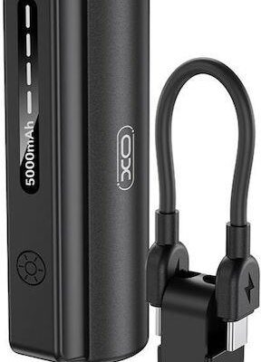 XO PR281, POWERBANK, ΜΕ ΦΑΚΟ, ΚΑΛΩΔΙΟ LIGHTNING, 5000mAh, ΜΑΥΡΟ