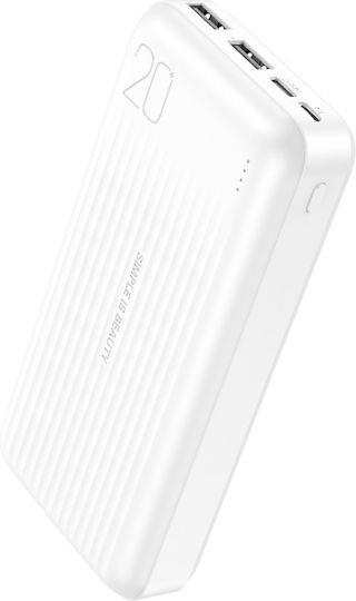 XO PB302, POWERBANK, ΜΕ LED ΟΘΟΝΗ, 20000mAh, ΛΕΥΚΟ