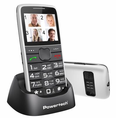 POWERTECH κινητό τηλέφωνο Sentry Eco V2, dual SIM, πλήκτρο SOS, λευκό