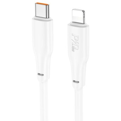 HOCO X93 ΚΑΛΩΔΙΟ ΦΟΡΤΙΣΗΣ ΚΑΙ ΔΕΔΟΜΕΝΩΝ FORCE, LIGHTNING, 2m, 20W, ΛΕΥΚΟ