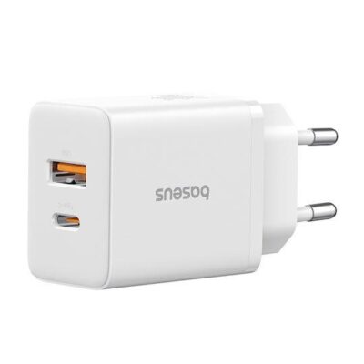 BASEUS CUBE, ΦΟΡΤΙΣΤΗΣ ΓΡΗΓΟΡΗΣ ΦΟΡΤΙΣΗΣ, 2 ΘΥΡΕΣ, 20W, ΛΕΥΚΟ