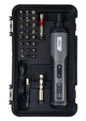 DELI σετ κατσαβίδι μπαταρίας με μύτες DC161, LED φακός, 2000mAh