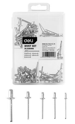 DELI σετ πριτσίνια DL236906, χάλυβας άνθρακα, 2.4-6.4mm, 75τμχ