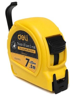 DELI μετροταινία DL270725L με κλείδωμα & clip ζώνης, 7.5m x 25mm