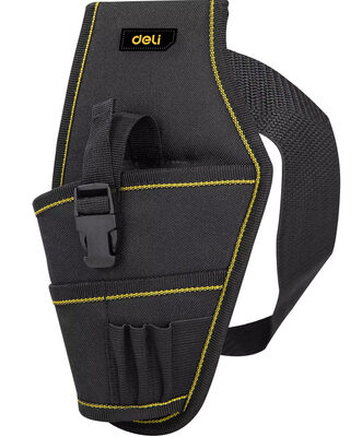DELI εργαλειοθήκη μέσης DL430004 για δράπανο, 26x15cm, μαύρη
