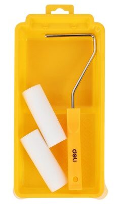 DELI σετ βαφής DL509704, 2x ρολά/λαβή/σκάφη, πολυεστερικός αφρός, 10mm, 100mm, 4τμχ