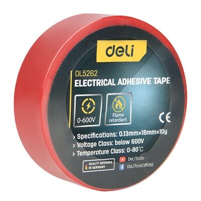DELI μονωτική ταινία υψηλής αντοχής DL5262, 18mm x 9.15m, κόκκινη