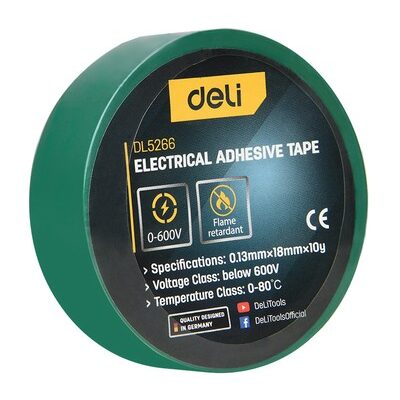 DELI μονωτική ταινία υψηλής αντοχής DL5266, 18mm x 9.15m, πράσινη