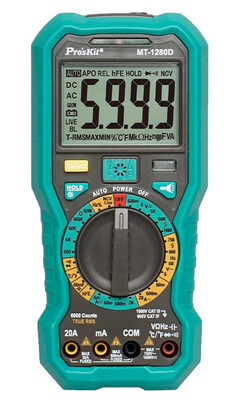 PROSKIT ψηφιακό πολύμετρο MT-1280D, 1000V DC, NVC, True RMS