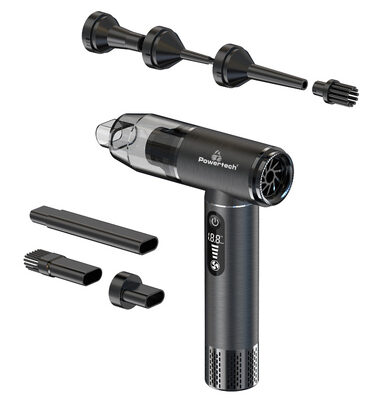 POWERTECH 2 σε 1 σκουπάκι χειρός & air duster PT-1317, 75W, 5000mAh, μαύρο