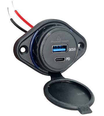 POWERTECH πρίζα USB για σκάφη & οχήματα PTL-007, USB & USB-C, 36W, IP65