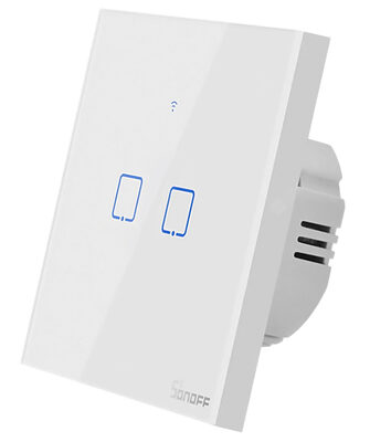 SONOFF smart διακόπτης ΤΧ-T2EU2C, αφής, Wi-Fi, διπλός, λευκός